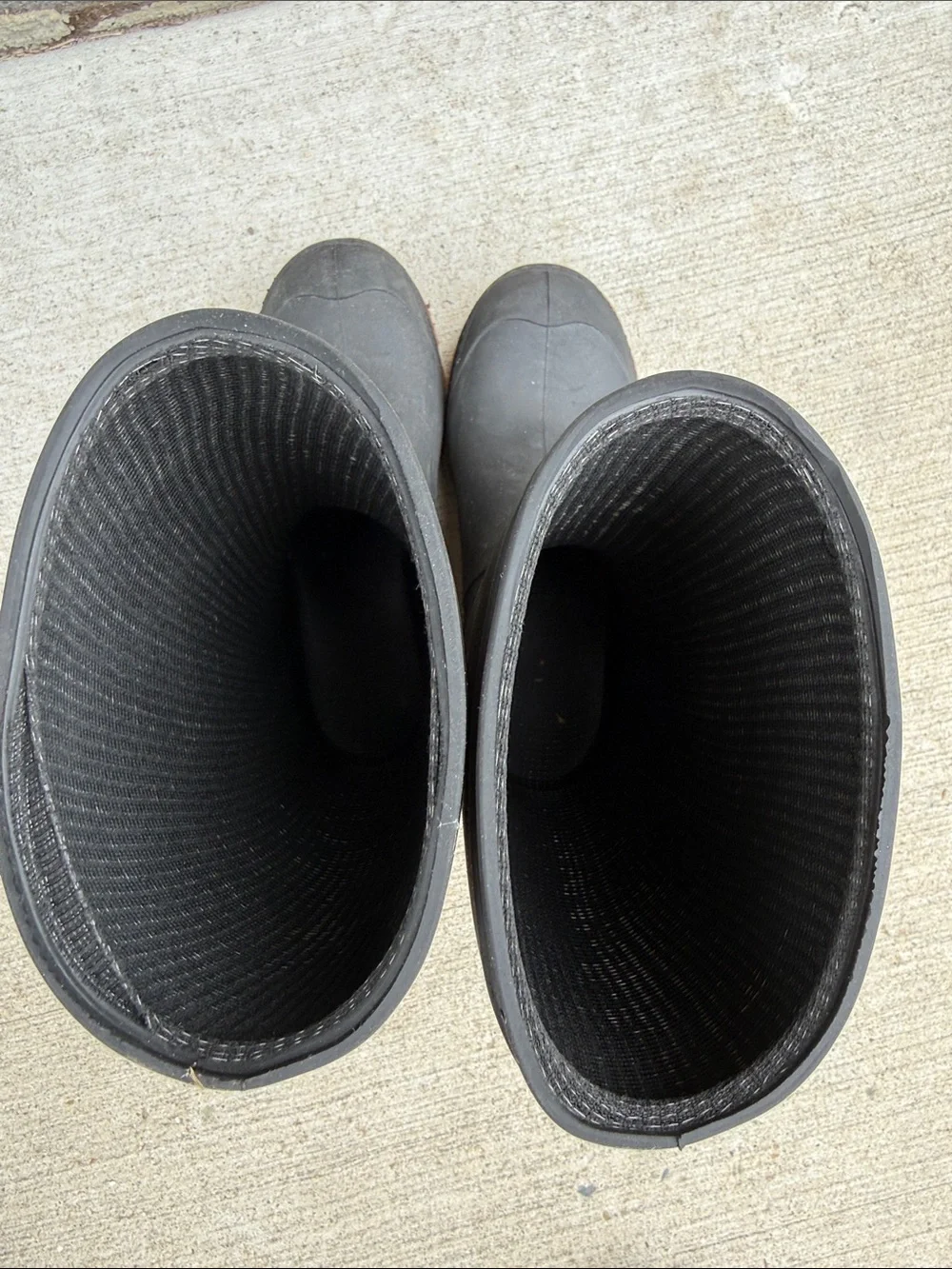 Black Rubber Rain Boots with Brown Soles